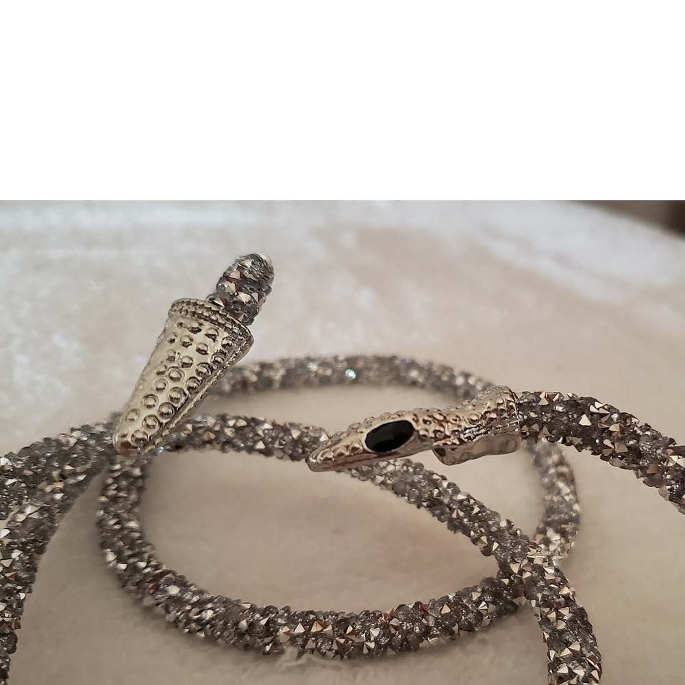 Y2K Silvertone Sparkly Snake Choker Wraparound Boho Fashion Trendy Necklace NEW - Picture 10 of 12